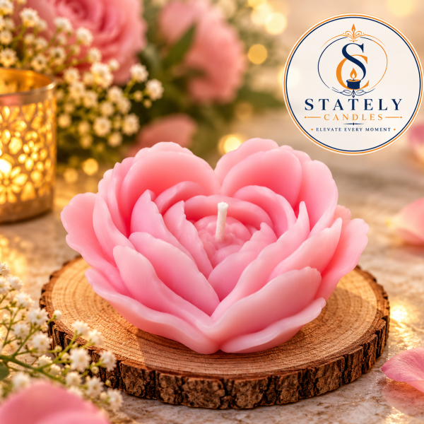 Stately Candles Blush Bloom Rose Candle