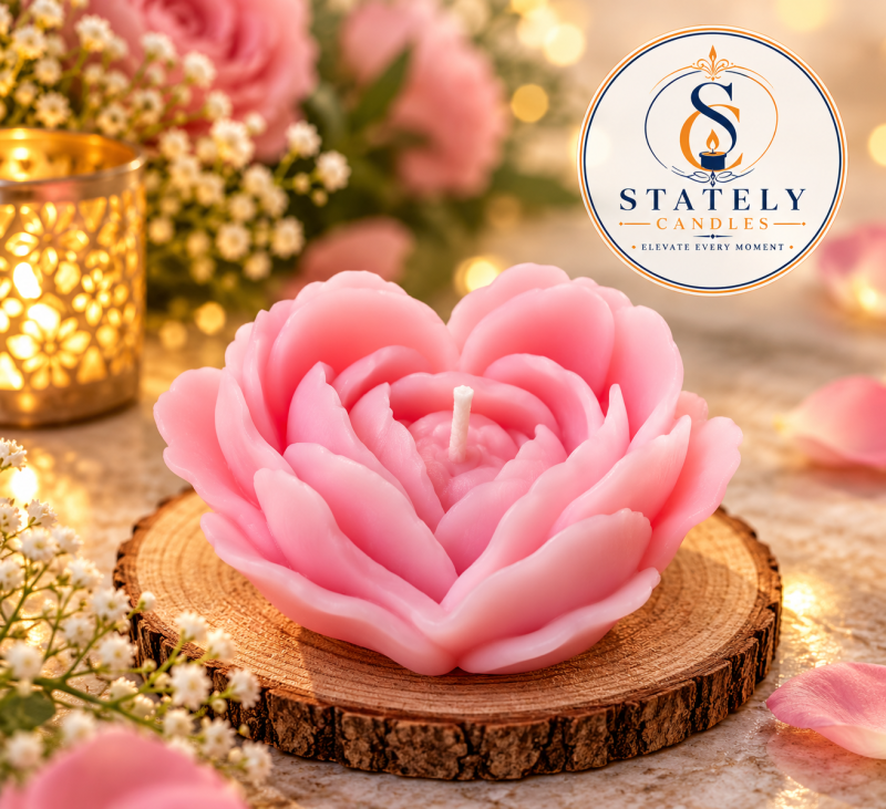 Stately Candles Blush Bloom Rose Candle